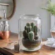 如何在春季将一个室内生长的大型仙人掌从一个大花瓶中移到一个小玻璃罐里？